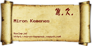 Miron Kemenes névjegykártya